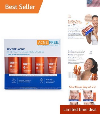 Severe Acne 24 Hour Clearing System for stubborn acne, 4 Step Routine Kit