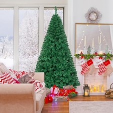 7Ft PVC Artificial Christmas Tree W/Stand Holiday Season Indoor Outdoor Green