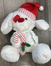 Puffy VTG Fisher Price Quaker Oats Christmas Dog Stuffed Animal Plush 1990 12