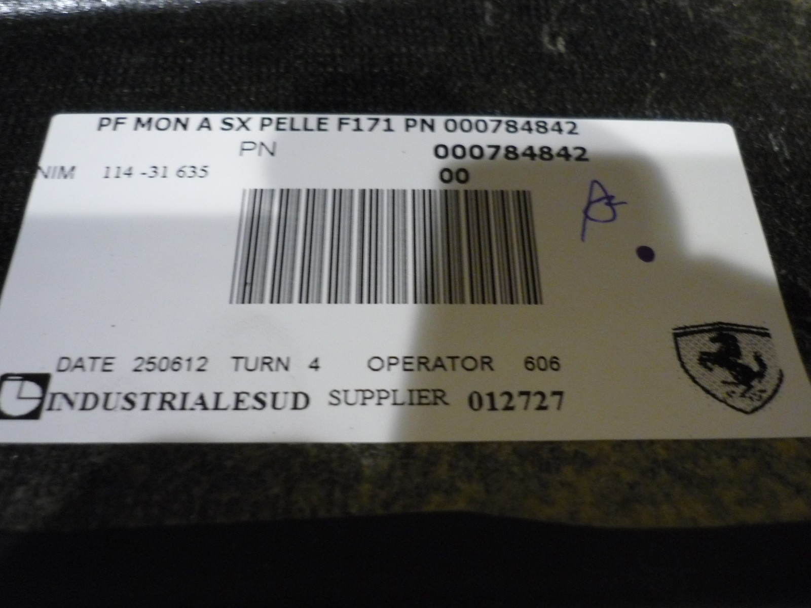 Ferrari 296 GTB- Complete LH Windscreen Pillar Trim (NEW)   - P/N 784842