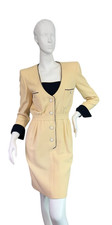 Valentino Boutique Amen Wardy Tailored Dress Vintage 80's Cream & Black Size 4
