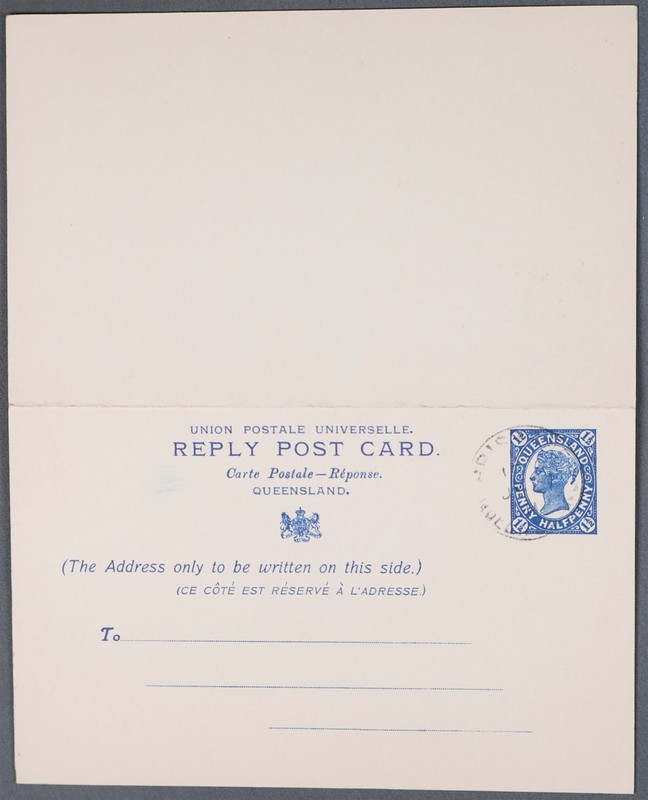MayfairStamps Queensland 1 1/2d Universal Postal Union Stationery Reply Card aaz