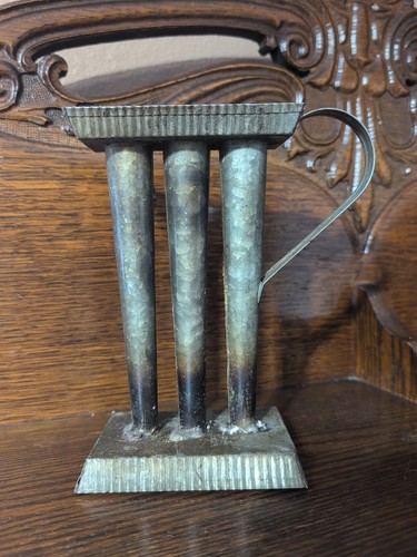 Vintage Reproduction of an Antique Candle Mold Tin 3-Hole 6” Taper