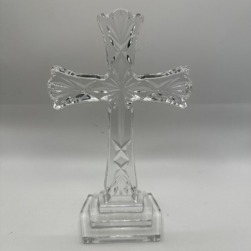 Waterford Crystal Cross 8" Standing Religious Cross Clear Cut Crystal Ireland