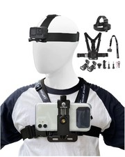 Phone Chest Mount Harness Head Strap Kit for iPhones, GoPro, Action Cameras