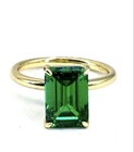 925 Sterling Silver/Vermeil Size 5 Green Glass Ring 2.79g — photo 1