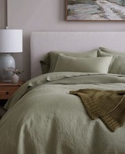 NEW Quince European Linen Duvet Cover KING/ CAL KING Flax Willowleaf Green 174