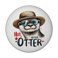 Otter Mit Sonnenbrille Und Strohhut Magnet Mit FlaschenöFfner Rund Mit Spruch