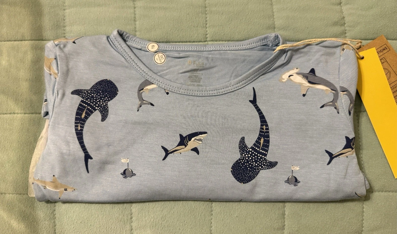 NWT - Kyte Baby Stream Shark Boys Shorts Pajama Set - 4T