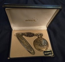 Classic Style Arnex Embossed Train Swiss Pocket Watch and Knife with Box