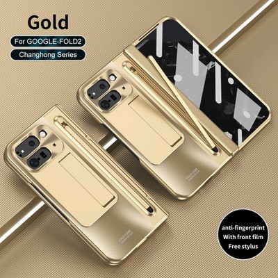 For Google Pixel 9 Pro Fold, Luxury Hybrid Plating KickStand Hard PC Case Cover