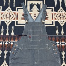 Dickies Hickory Stripe Bib Overalls Mens Small Workwear