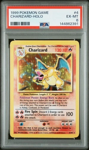1999 POKEMON GAME #4 CHARIZARD-HOLO PSA 6