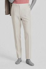 Calvin Klein Men's Beige Slim-Fit Linen-Blend Dress Pants Size 40W 32L