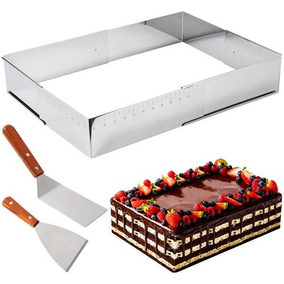 Adjustable Rectangle Mousse Cake Ring Mold Stainless Steel Big Size Tiramisu ...