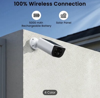 2-PC Solar Battery Powered Wireless WiFi IP Outdoor Home Security Camera.