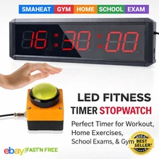 LED Fitness Timer Stopwatch 6-Digit Red Display for Gym & Home Workout