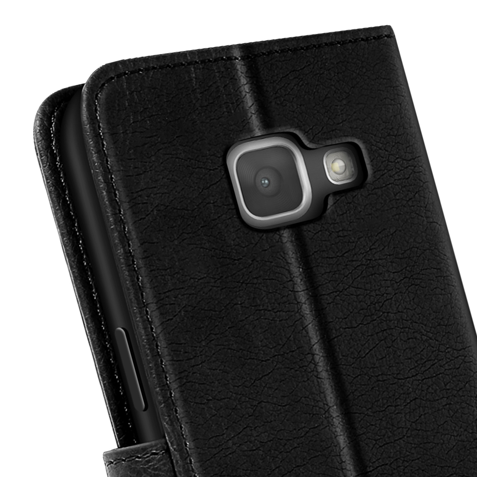 Etui simili cuir noir Avizar avec support pour Samsung Galaxy A3 - 3