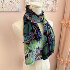Vintage Abstract Swirl Scarf  Colorful Art Print Statement Scarf