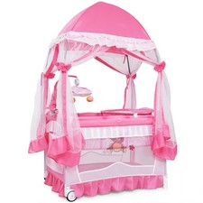 4-in-1 Portable Baby Playpen w/ Bassinet/Canopy