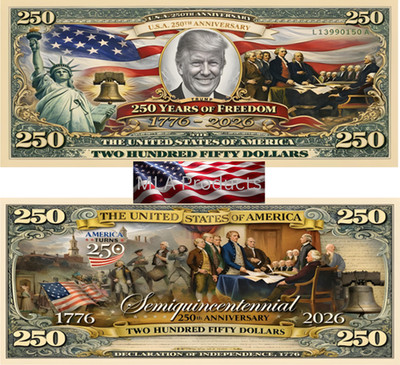 100 Pack Donald Trump USA 250th Anniversary Color Dollar American Freedom Money