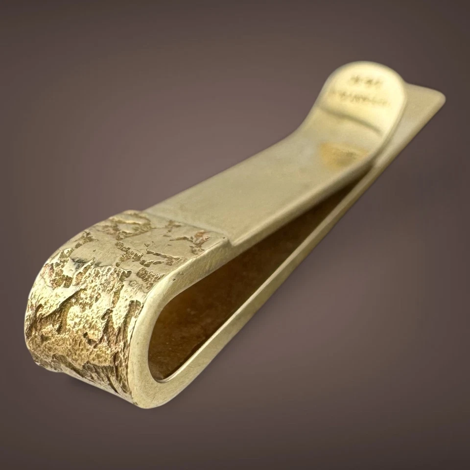 Vintage Tiffany & Co. 14K Yellow Gold Nugget Tie Bar Clip 7.66g 5.8mm wide - Image 3 of 4