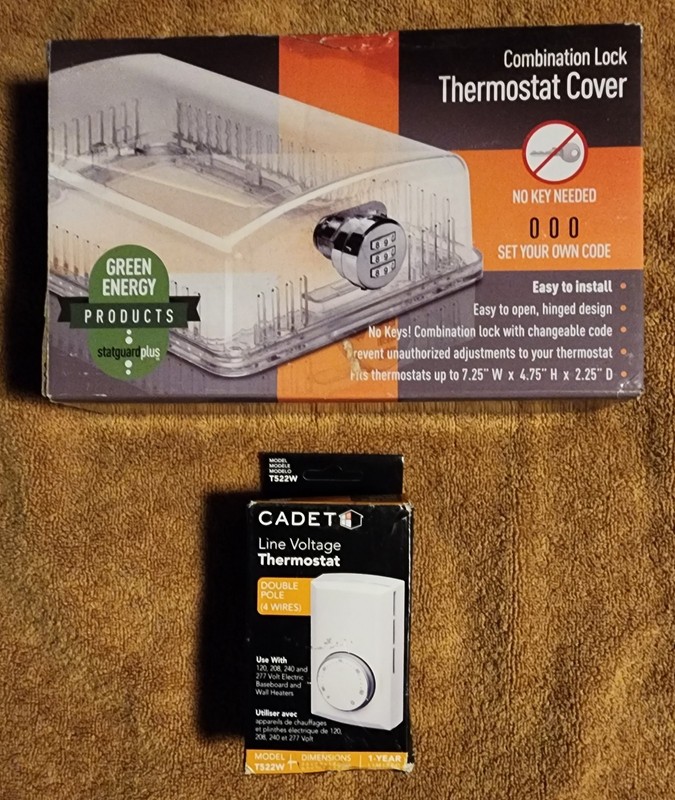 StatGuardPlus Clear Thermostat Guard w/Combo Lock + Cadet Double Pole Thermostat