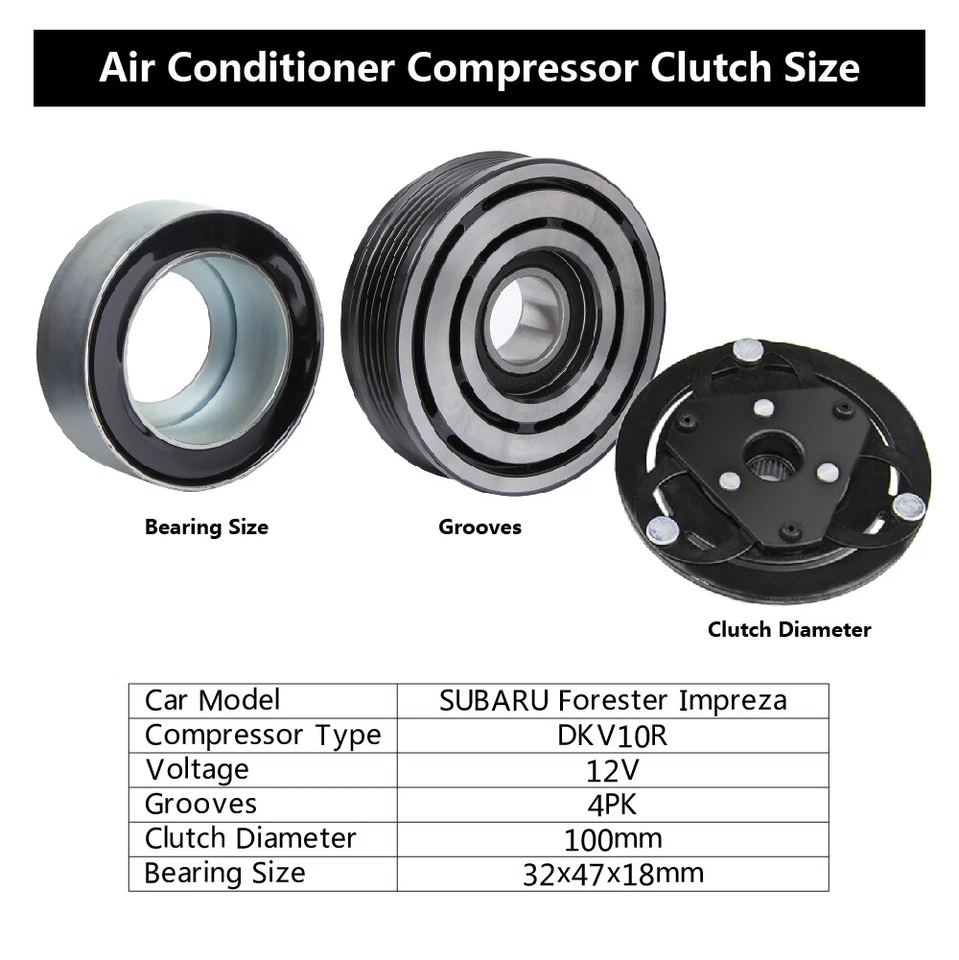 Kit de embrague compresor aire acondicionado 12 V CA para Subaru Impreza WRX STI 2008-2014 2,5 L Foto 4 de 4