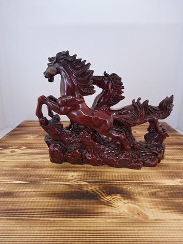 Zwei rote/kirsche Laufpferde, Red Horse Statue für Vastu, Victory Horses for Fe - Bild 6 von 13