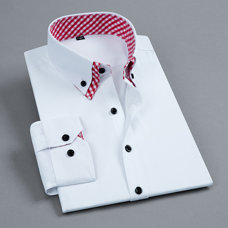 double dress shirt WILLIAM - Off White Wing Collar Double Cuff Dress Shirt