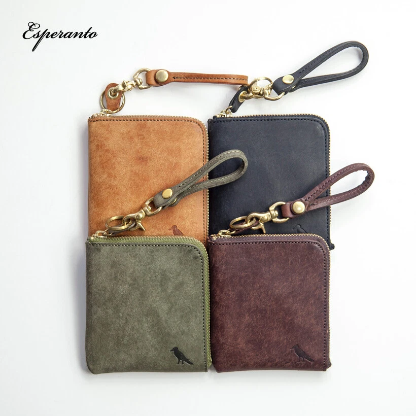 Esperanto Pueblo Leather L-Shaped Zip Wallet Mini Short Genuine