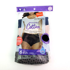 Hanes Ultimate Womens Size M 6 Multi Color Cotton Brief Underwear 6 Pairs Pack