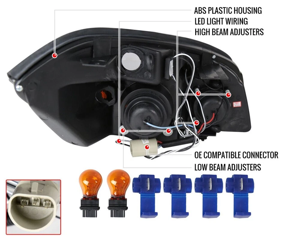 Faros proyectores dobles halo negros brillantes para Pontiac G5 Pursuit 05-10 Cobalt Foto 3 de 3