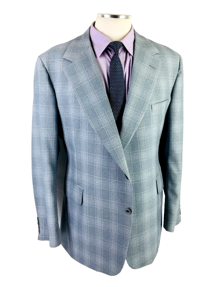 Traje 42L Oak Hil EE. UU. Para Hombres Años 70 Vintage 2 Botones Poliamida Lt Gris Pizarra Pantalones 36 Foto 2 de 4