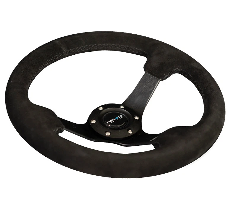 NEW NRG REINFORCED 330MM 3"DEEP DISH BLACK SUEDE STEERING WHEEL RST-033BK-S - Image 4 of 4