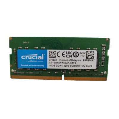 Crucial 16GB 1RX8 DDR4 PC4-3200 PC4-3200MHz SO-DIMM Laptop Memory