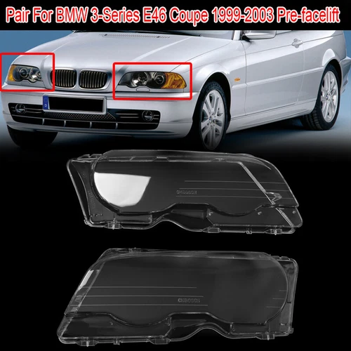 FÜR BMW E46 3ER 328Ci 330Ci M3 1999-06 L&R SCHEINWERFER LINSE KLAR LINSE ABDECKUNG - Bild 1 von 9