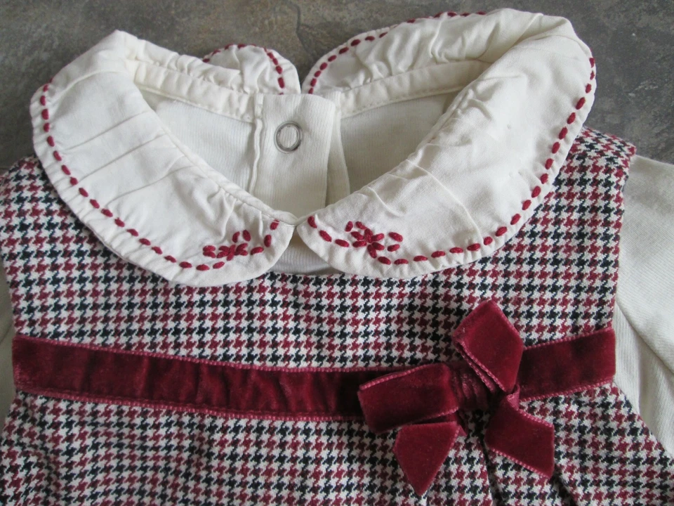 Gymboree 6-12 мес. 2005 Платье боди комплект Baby 2 изделия джемпер красный белый в клетку - Изображение 2 из 4