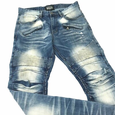 SMOKE RISE Biker Jeans Mens 32 x 32 Hand Crafted Finished