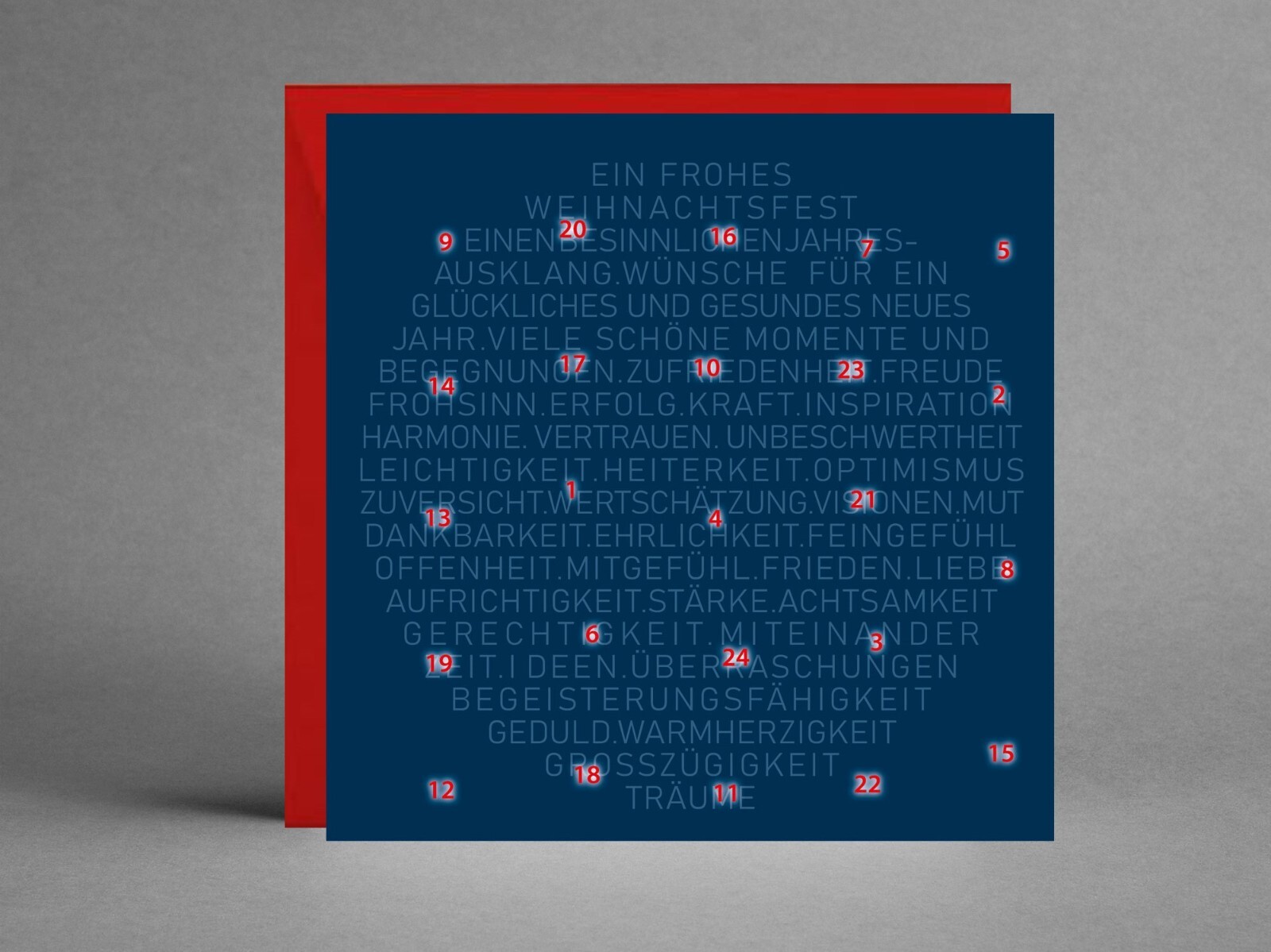 Set 2 Adventskalender & Weihnachtskarten quadratisch inkl. Kuverts+ Gratis-Karte