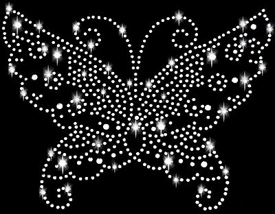 XXL STRASS FARFALLA IMMAGINE DA STIRO HOTFIX APPLICAZIONE STRASS BUTTERFLY