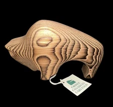 Vintage Handcarved Buffalo By Crowe Canadian Carvings Red Cedar