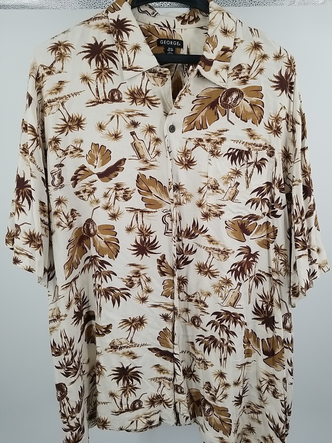 George Button Up Shirt Mens Size XL Multicolor Hawaiian Short Sleeve