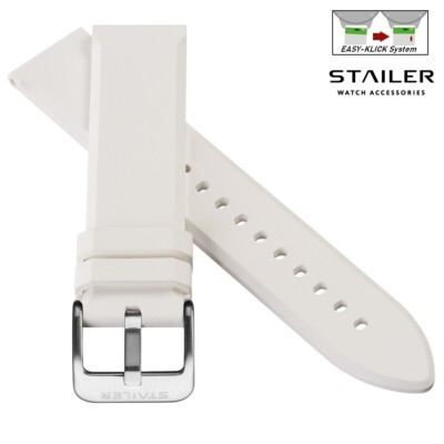 Stailer Easy-Klick Premium Kautschuk Uhrenarmband Modell CS48 weiß 20 mm