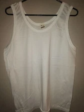Vintage 80s Screen Stars Blank Looks New! White Paper Thin Tank Top Mens Size XL