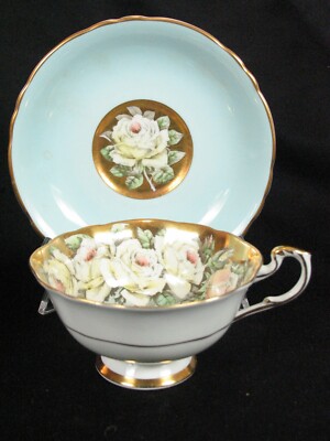 Paragon Teacup & Saucer Rose Garland A1599 Double Warrant Mark Pastel Green