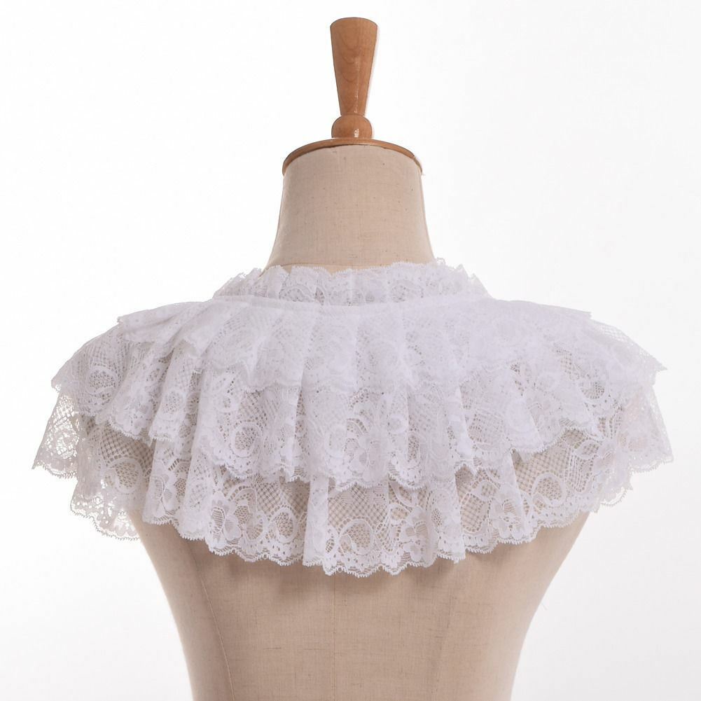 Girls Detachable Collar Jabot Neckwear Mini Cape Three layers Victorian