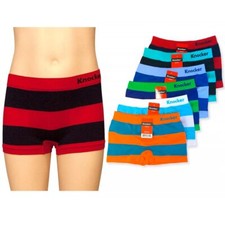12 Knocker Boys Boxer Shorts Seamless Striped  Spandex Kids Soft Underwear S M L