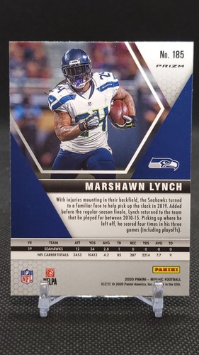 2020 Panini Mosaic Silver Prizm Marshawn Lynch #185 Seattle Seahawks - Picture 2 of 2