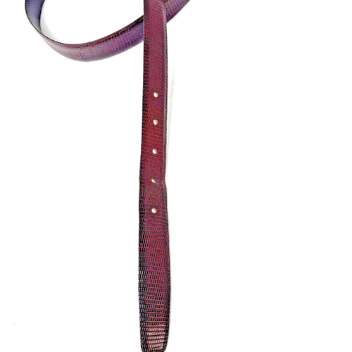 Handgefertigter Burgunder Eidechsenhaut Leder Gürtel Messingschnalle Gr. 34 Made in Italy - Bild 6 von 7